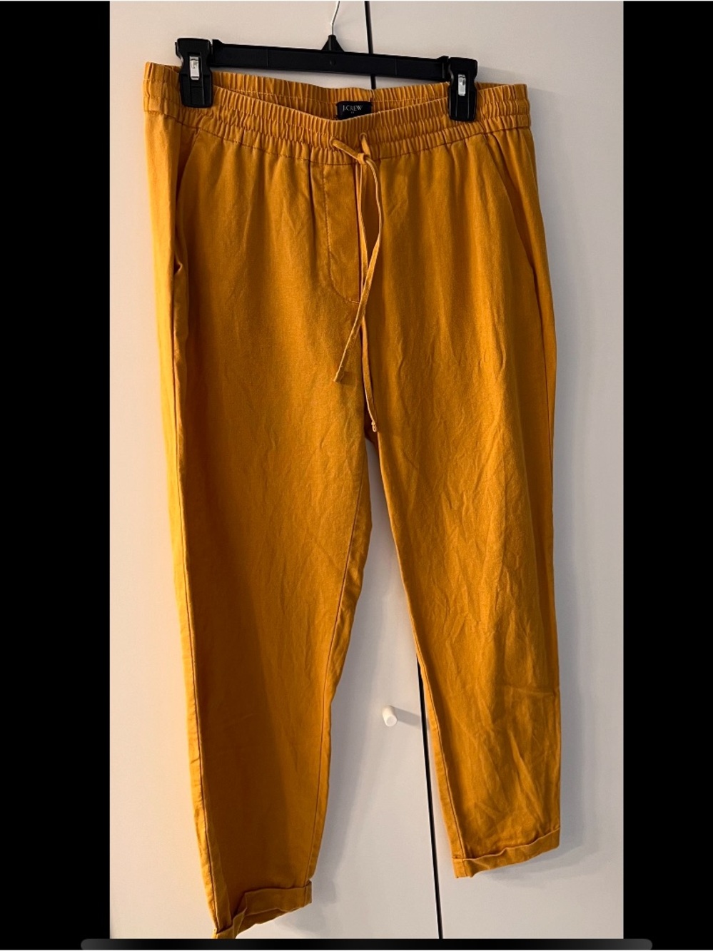 J. Crew Linen Cotton Drawstring Pant in Mustard
